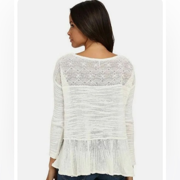 Free People Kristobel Eggshell Peplum Lace Top Sweater Womens - Picture 2 of 6